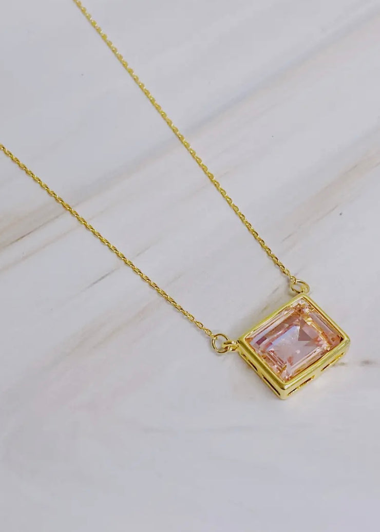 Sweet Square Pendant Necklace/18K Gold Plated