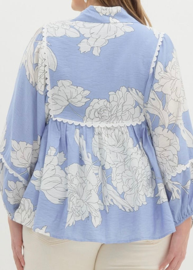 Floral Scalloped Detail Top