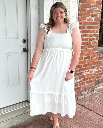 Plus Ruffle Empire Waist Midi Dress