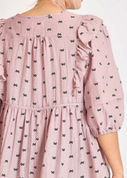 **FINAL SALE**Ribbon Print Babydoll Top