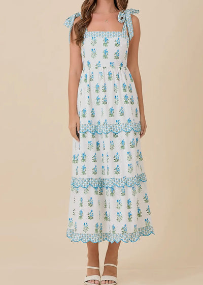 Shoulder Strap Tie Midi Dress