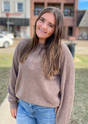 Brushed Hacci Oversized Henley Sweater/Plus