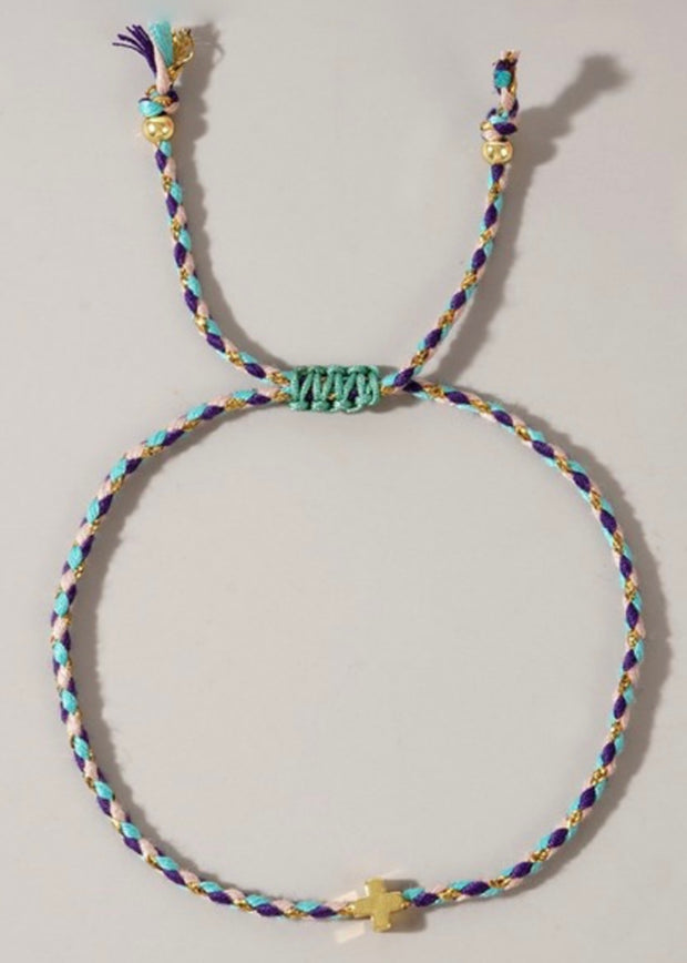 Handmade MultiColor Cotton Cross Bracelet