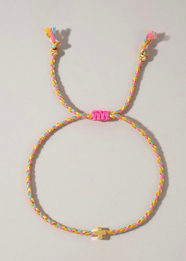 Handmade MultiColor Cotton Cross Bracelet