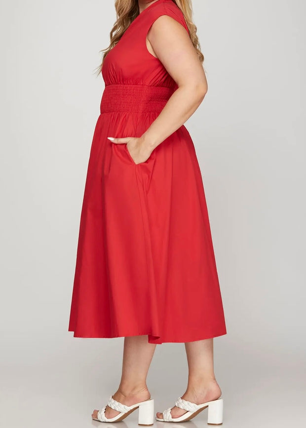 Sideline Chic Midi Dress/Plus
