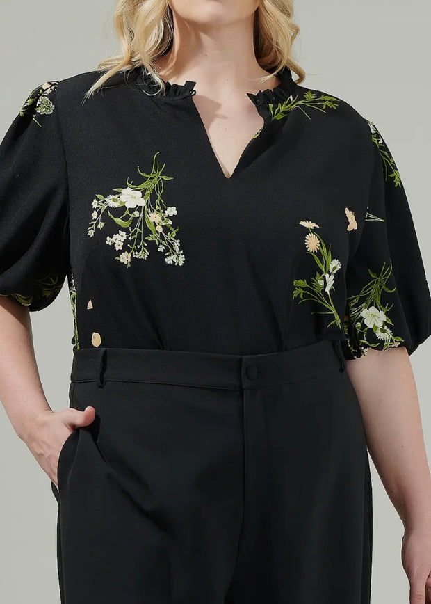 Jenna Floral Splint Neck Blouse