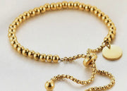 Beaded Ball Adjustable Bracelet/18K Gold Plated