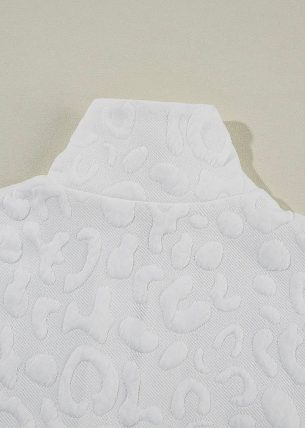 White Leopard Jacquard Quarter Zip Set