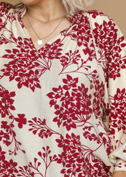Cherry Blossom Scallop Blouse/Plus