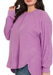 Brushed Hacci Oversized Henley Sweater/Plus