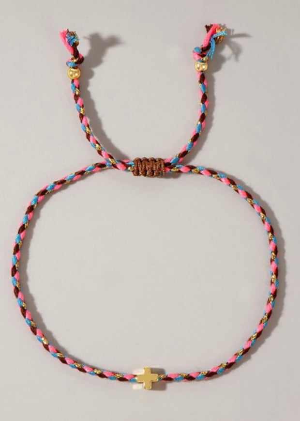 Handmade MultiColor Cotton Cross Bracelet
