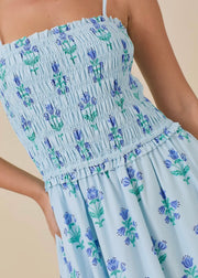 Summer Midi Floral Smocked Dress w/ Side Seam Pocket