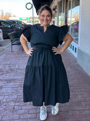 Pretty in Poplin Midi Dress/Plus