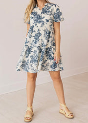 Blue & Ivory Floral Dress