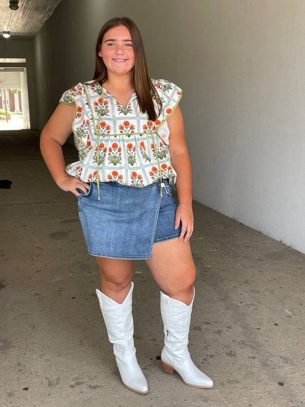 Asymmetrical Denim Skort