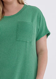 Relaxed Ribbed Pocket Dress/Plus