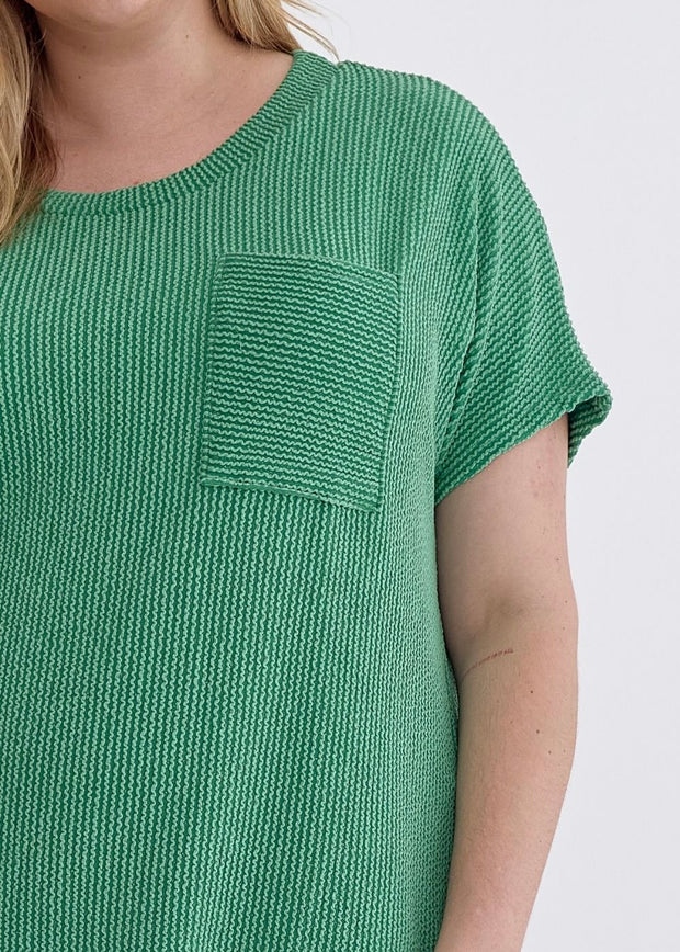 Relaxed Ribbed Pocket Dress/Plus