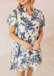 Blue & Ivory Floral Dress