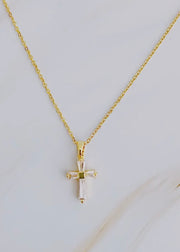 Crystal Cross Necklace/18K Gold Dipped