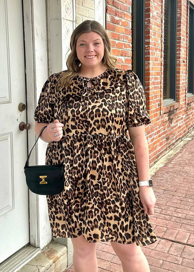 **FINAL SALE** Plus Leopard Satin Dress
