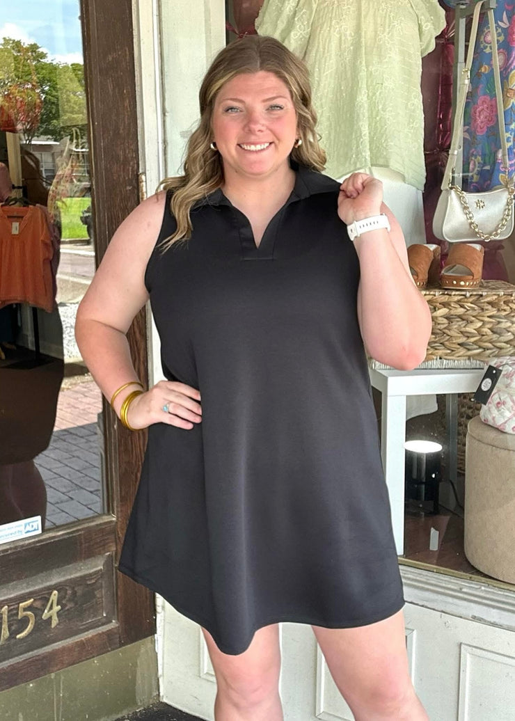 Plus Collared Scuba Dress