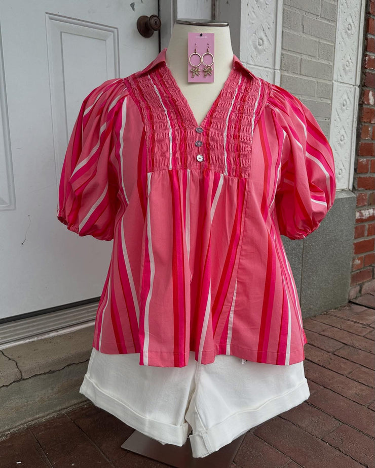 **FINAL SALE** Bold Striped Smocked Top