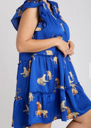 **FINAL SALE** Plus V-Notched Cheetah Print Dress
