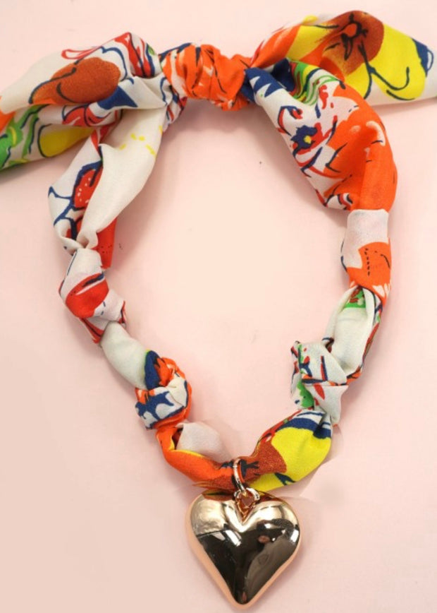 Scarf Necklace w/ Charm
