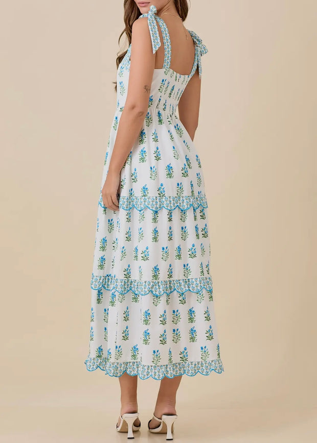 Shoulder Strap Tie Midi Dress