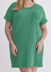 Relaxed Ribbed Pocket Dress/Plus