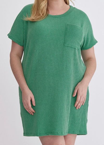 Relaxed Ribbed Pocket Dress/Plus