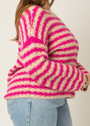 Plus Long Sleeve Striped Sweater