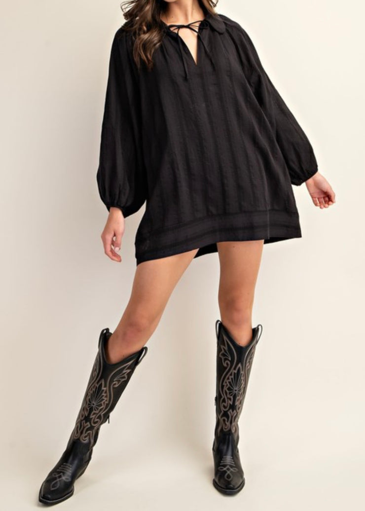 Artisan Textured Balloon Sleeve Mini Dress