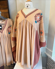 Embroidered Woven Wide Sleeve Dress