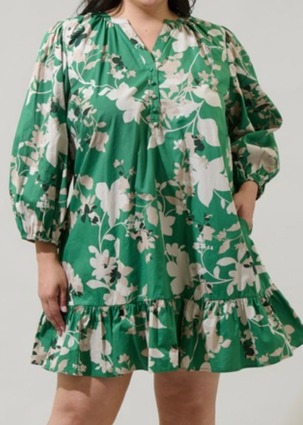 Nora Floral Ruffle Sleeve Dress