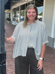 Easy Breezy Striped Button Down Top/Plus