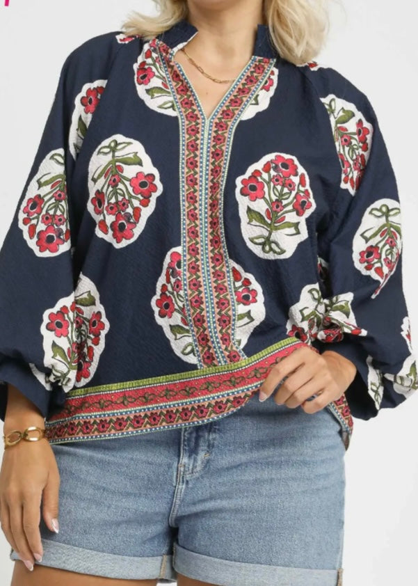 Boho Bloom Blouse/Plus