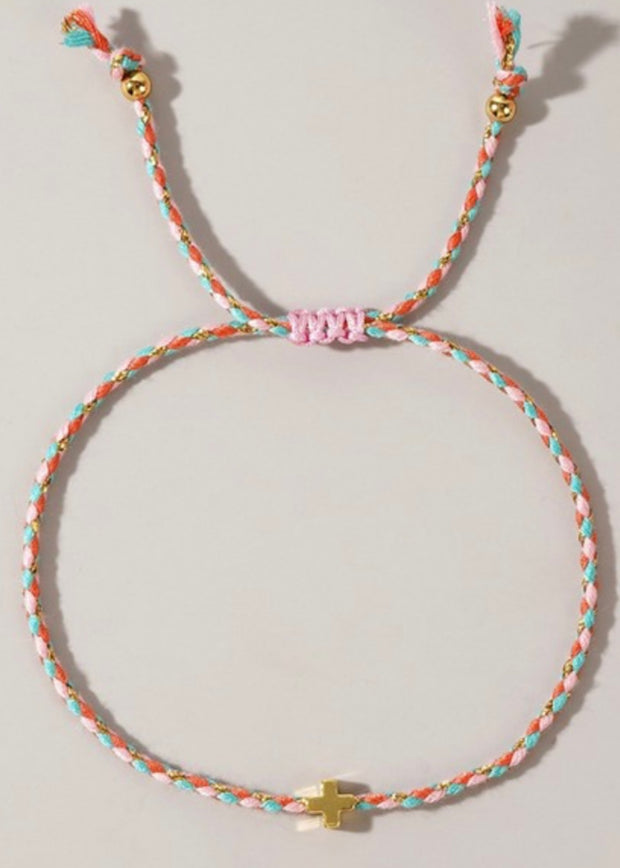 Handmade MultiColor Cotton Cross Bracelet