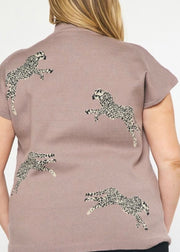 Plus Leopard Print Cropped Sweater