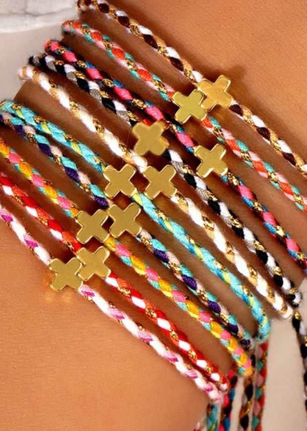 Handmade MultiColor Cotton Cross Bracelet