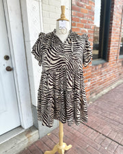 Plus Zebra Ruffle Dress