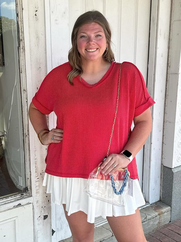 The Color Pop Ribbed Top/Plus
