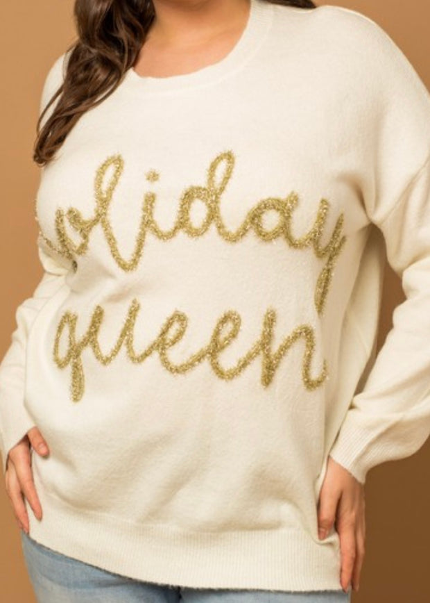 Plus Holiday Queen Pullover Sweater