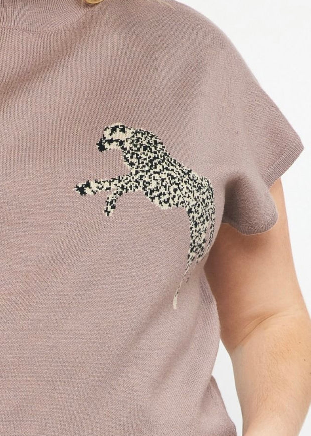 Plus Leopard Print Cropped Sweater