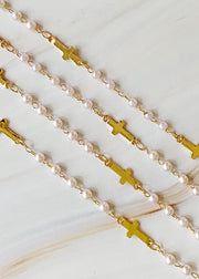 Pearls & Crosses Long Necklace