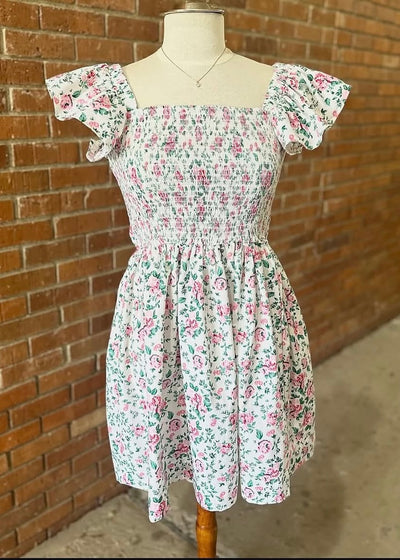 Bow Back Smocked Mini Dress