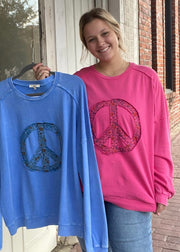 Mineral Wash Peace Sign Pullover