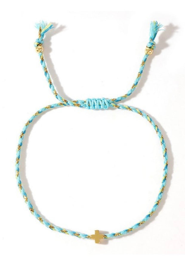 Handmade MultiColor Cotton Cross Bracelet