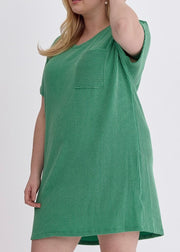 Relaxed Ribbed Pocket Dress/Plus