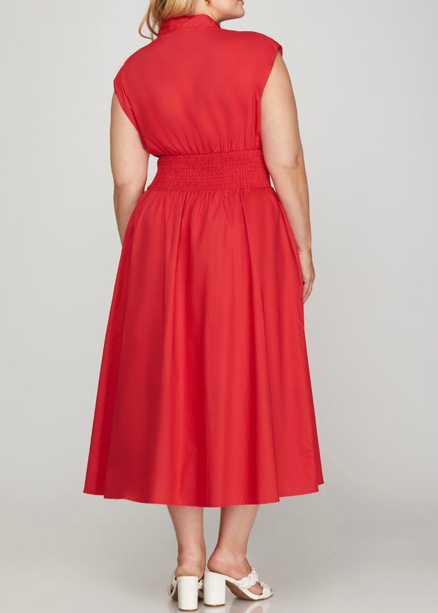 Sideline Chic Midi Dress/Plus